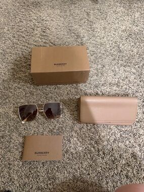 Burberry Gold Frame Sunglasses with Brown Gradient Lenses